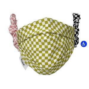 KkCo Scrunchie Face Mask in Mixed Lime Check - OS